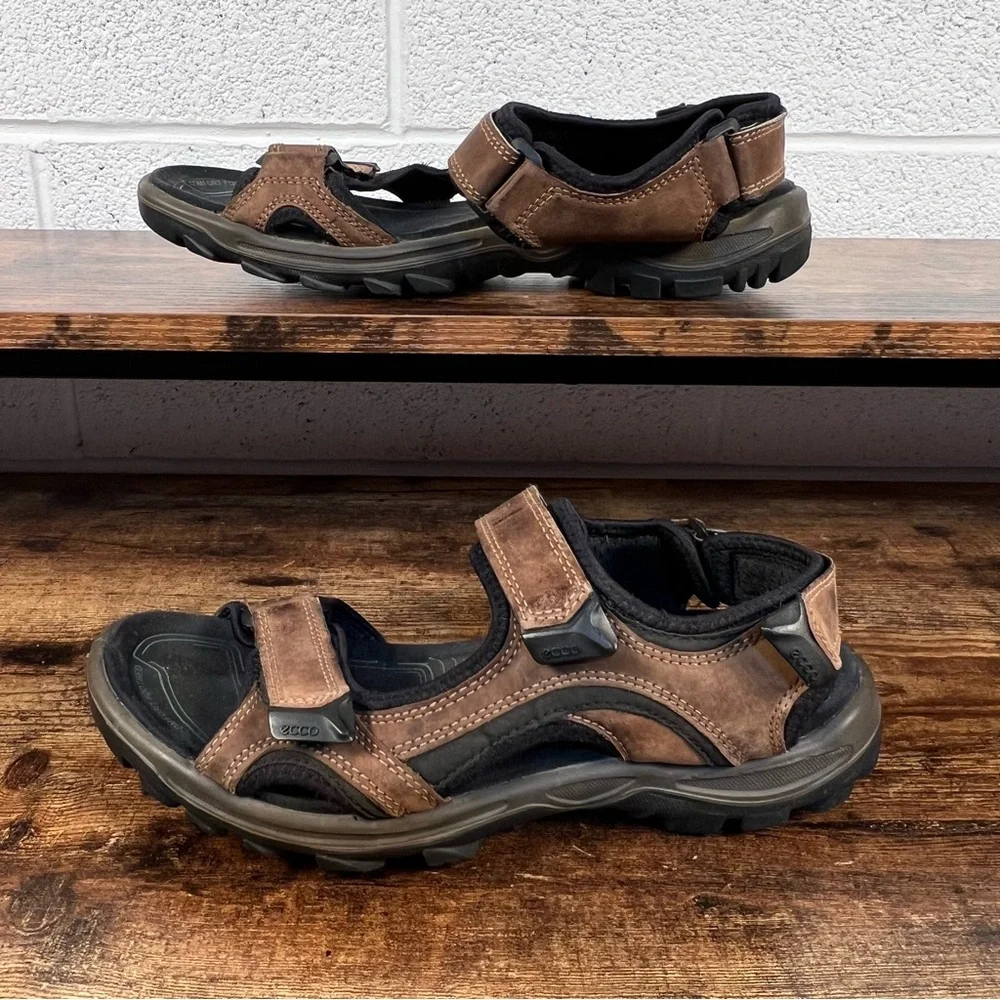 Ecco Sandals Mens Hiking Walking Outdoors Brown Adjustable EU42 US 8/8.5